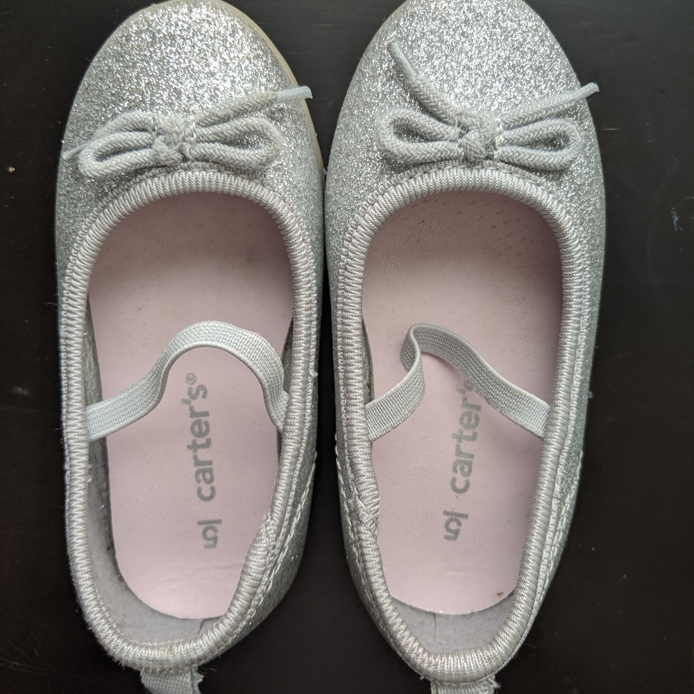 Silver glitter ballet flats